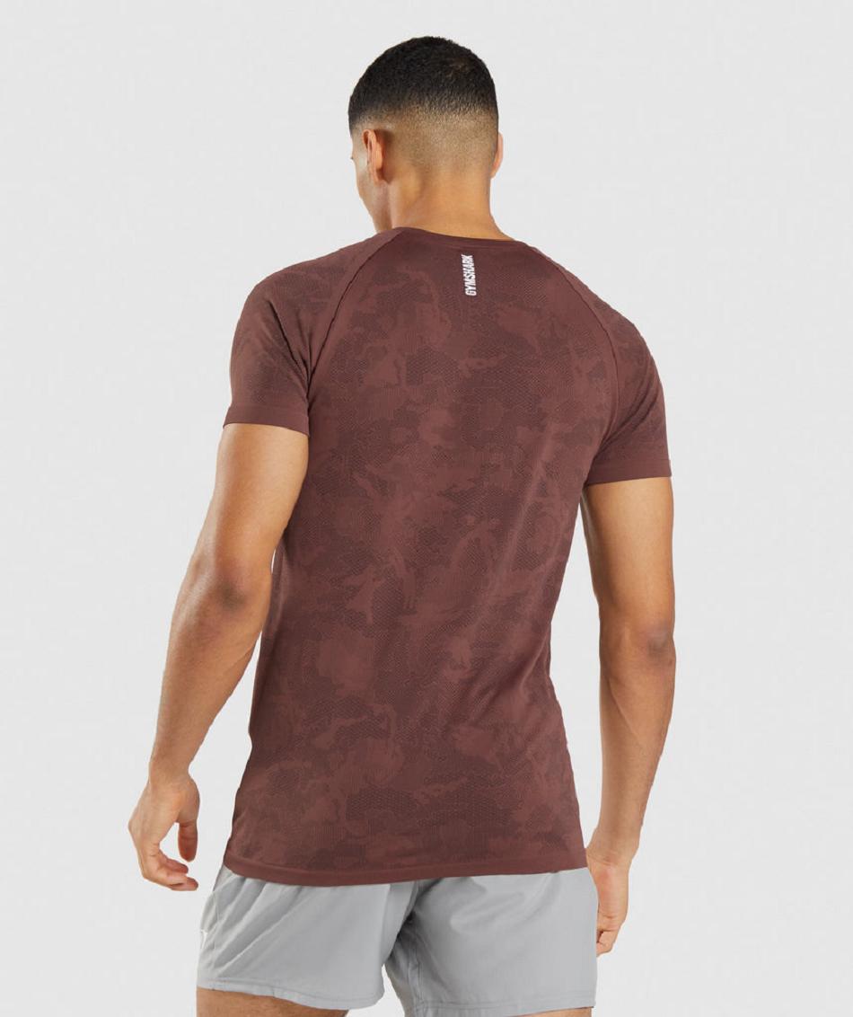 Gymshark Geo Seamless Muške T Shirts Roze Smeđe Crne | HR 2436UZG